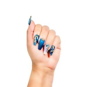 Teal long nails
